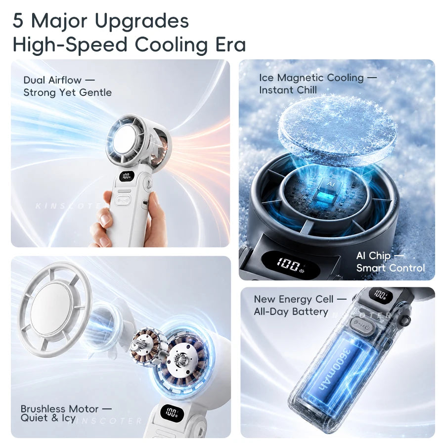 KINSCOTER Fan - 3600mAh battery and 100 speed levels