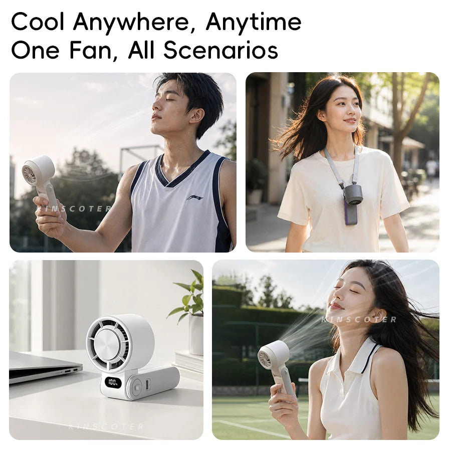 KINSCOTER Fan - handheld neck mount and desktop modes